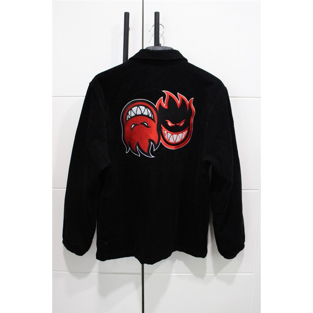 Spitfire Corduroy Black Jacket Adult Men's M Medium Big Head Red White Black EUC